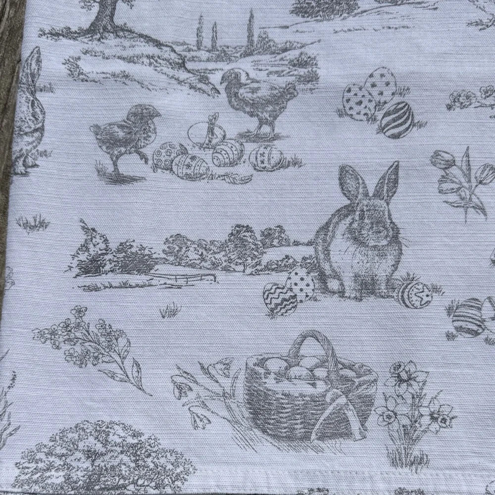Easter Rabbit Animal Toile Print 60”x70” Tablecloth